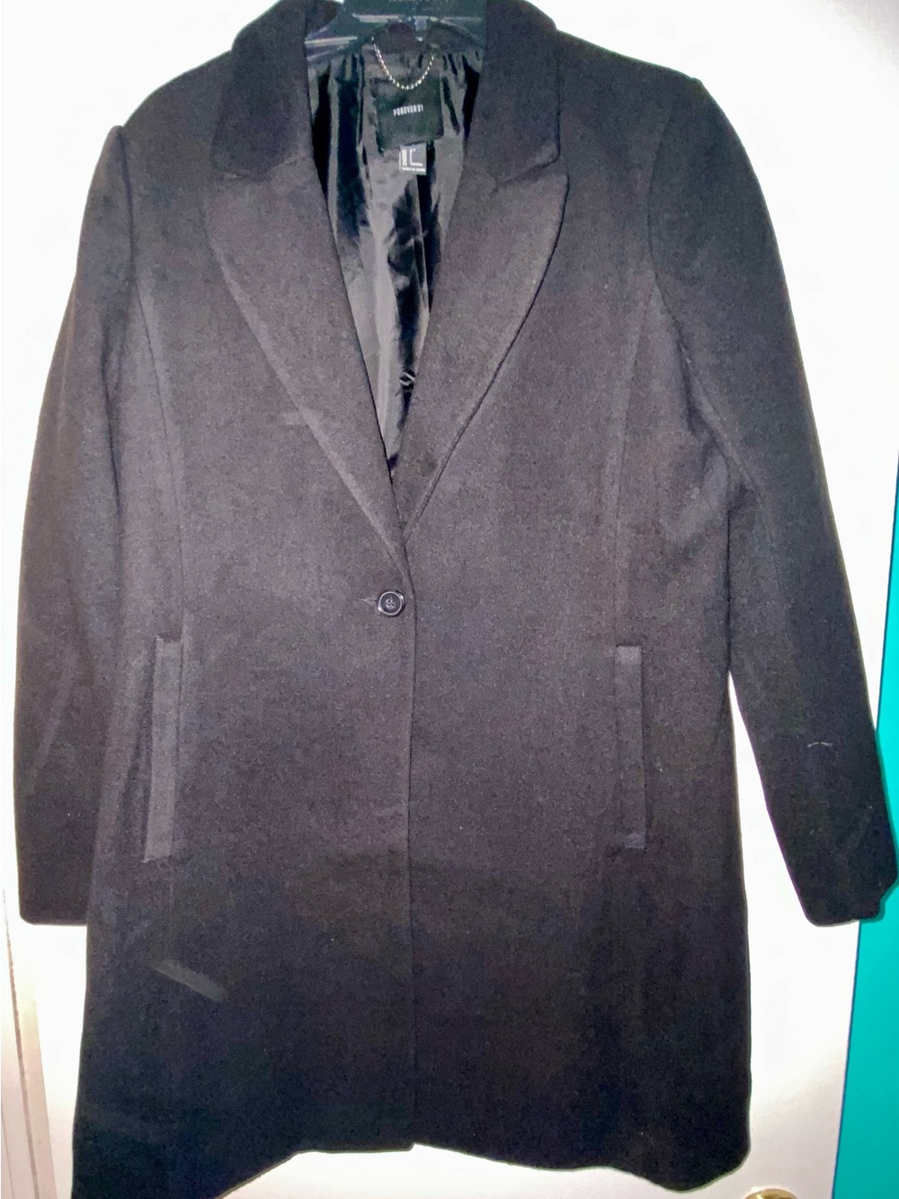 Forever 21 Black Single-Button Pea Coat